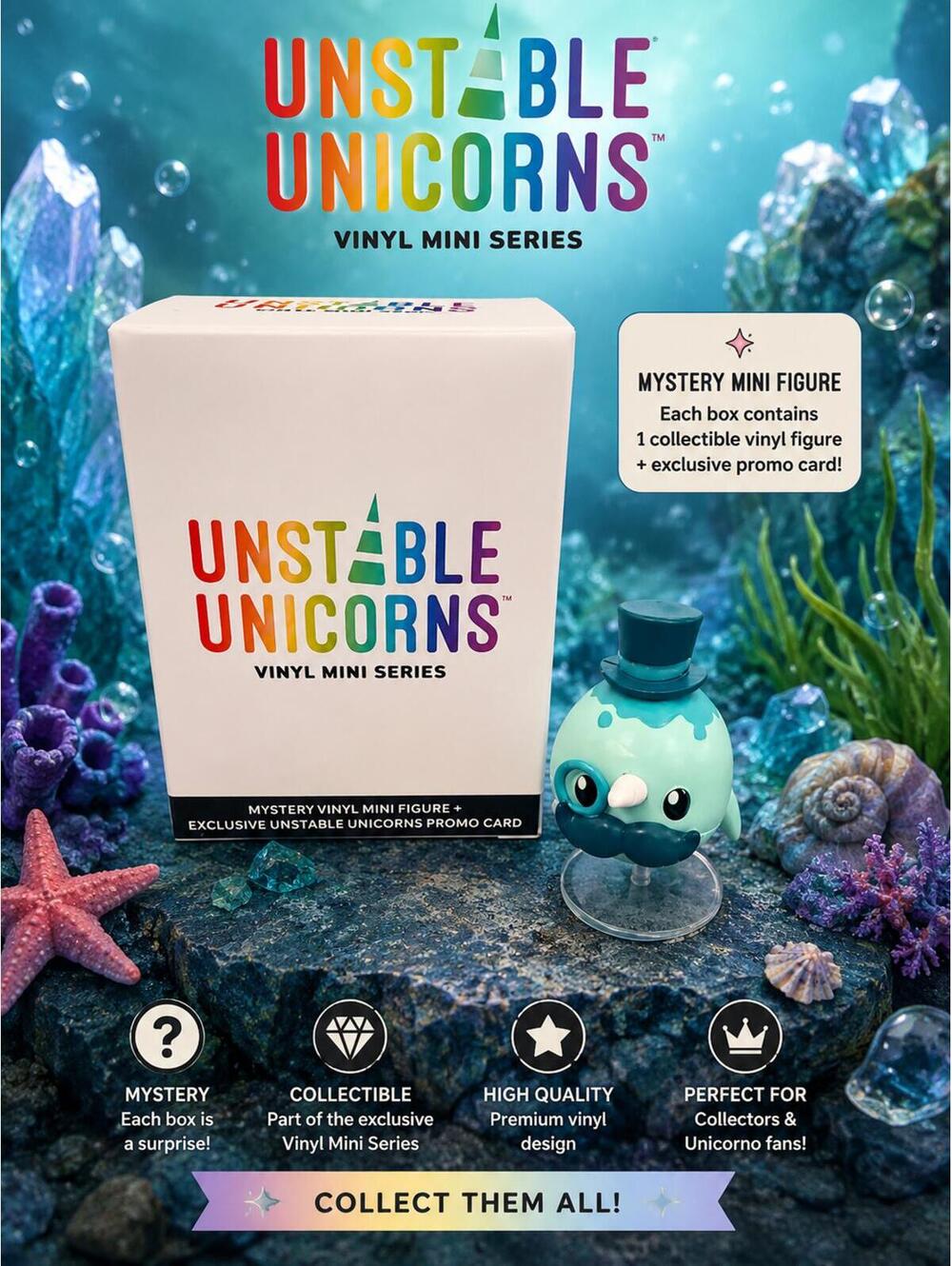 Mr. Narwhal Unstable Unicorns Vinyl Mini Series Figure with Original Box